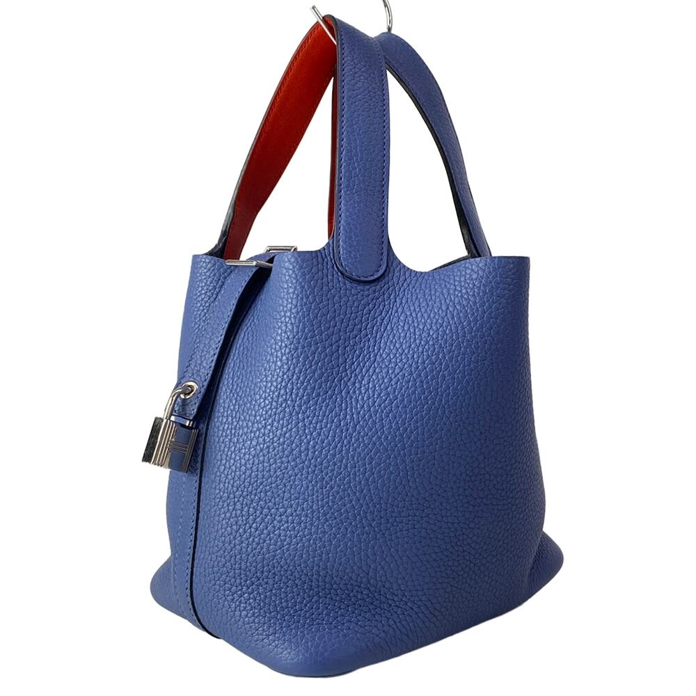Hermès Picotin Lock Eclat PM/16 Handbag Blue Brighton Capucine